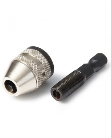 0.3-3.6mm Keyless Drill Chuck Hex Shank Adapter Converter Silver