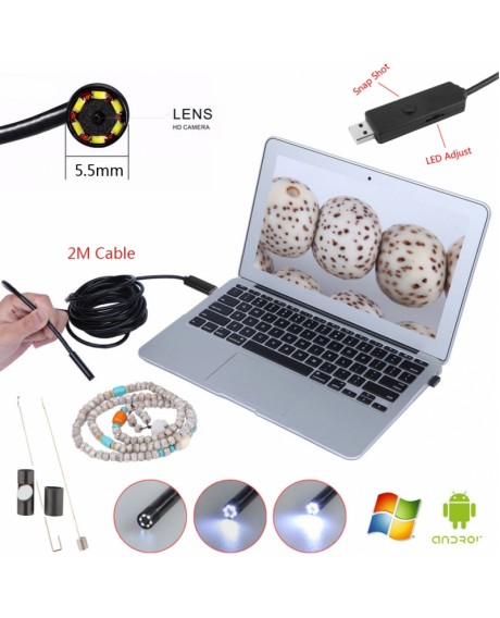 2M 5.5mm 6-LED Waterproof Endoscope w/ Control Button