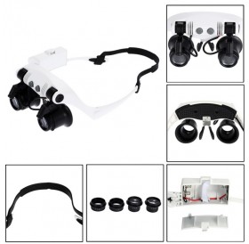 Portable Head Wearing Magnifying Glass 10X 15X 20X 25X with LED Light