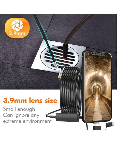 1M 6-LED 3.9mm Lens 3-in-1 USB/Micro USB/Type-C HD IP67 Waterproof Android Endoscope for Android Smartphone Tablet PC Laptop