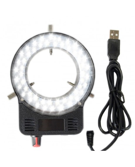 Adjustable USB 52 LED Ring Light illuminator Lamp for CCD Industry Stereo Microscope Digital Camera Magnifier - Black