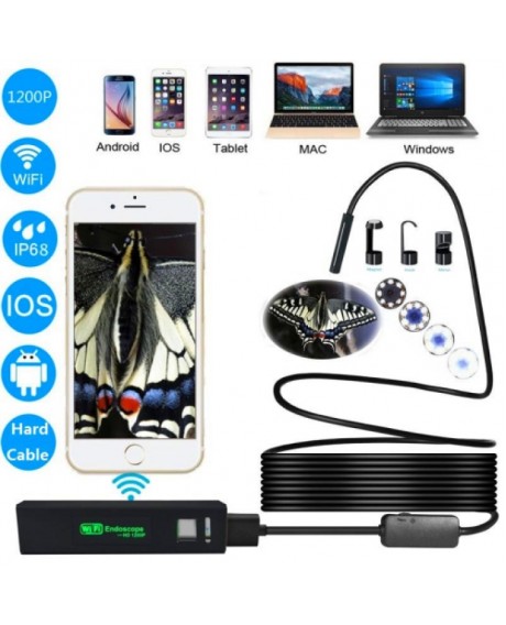 1200P 8mm WiFi Endoscope Camera Waterproof for PC Android iOS 3.5M