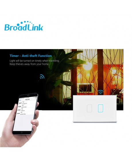 Broadlink TC2 Touching 1 Load Panel Switch Remote Wireless Light Controller US Plug
