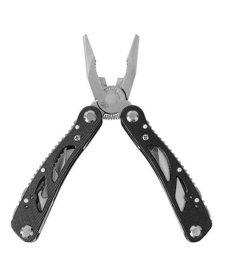 Stainless Steel Folding Multi-functional Pliers With 12pcs Screwdrivers Black