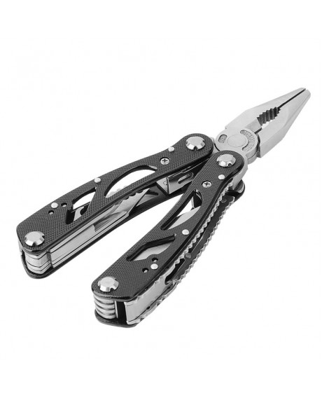 Stainless Steel Folding Multi-functional Pliers With 12pcs Screwdrivers Black