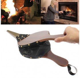 Pure Handmade Air Blower Wood Leather Fireplace Blower