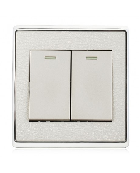 Leather Lines Panel Stainless Steel Two-Gang Wall Switch - Silver