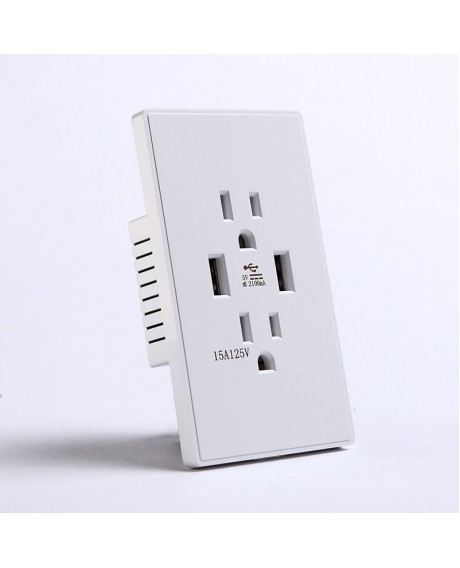Dual USB Port Wall Socket Charger AC Power Receptacle Outlet US Plug 110-250V