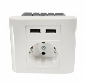 2.1A Dual USB Ports Wall Plate Charger Adapter EU Plug Wall Socket Power Outlet Panel White