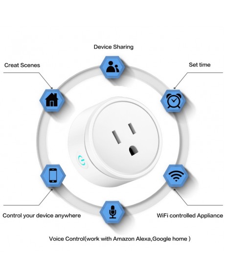 2pcs WIFI Smart Switch Socket Audio Control Smart Timing Socket Wireless Outlet US Plug