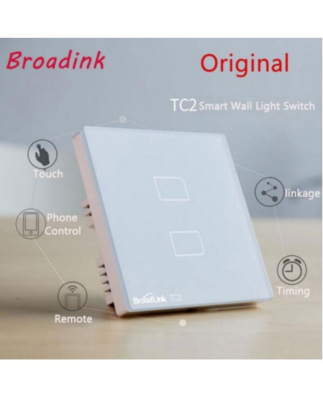 Broadlink TC2 Touching 2 Load Panel Switch Remote Wireless Light Controller UK Plug