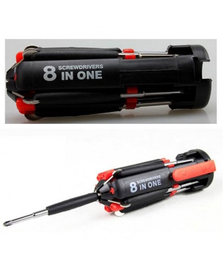 Multifunctional 8 in 1 Screwdrivers Tool Kit with 6 LEDs Flashlight for DIY Home Kitchen Repair Car Tool Kit Hand Tools