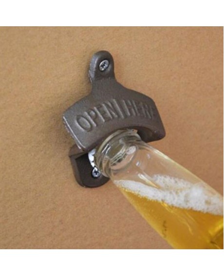 Cast Iron Wall Mounted Bottle Opener Antique Bar Club Wine Beer Opening Tool Dark Bronze