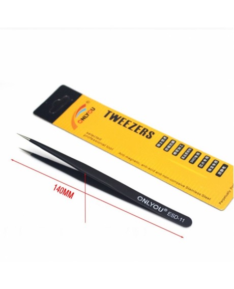 7pcs ONLYOU Precise Antistatic Stainless Tweezers Set Black & Silver