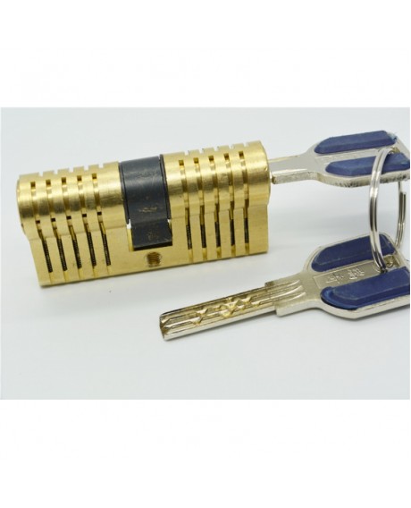 7Pins Cutaway Brass Both End Padlock Quick Open Double Rows Practice Lock Key Locksmith