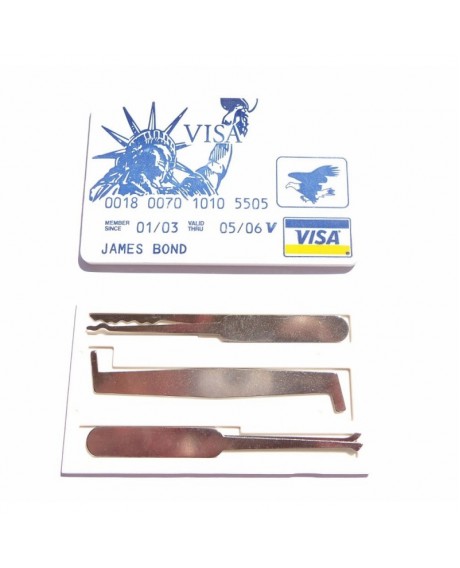 5pcs/set Lockpick Single Hook with VISA James Bond Credit Card