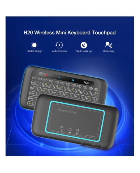 H20 2.4GHz Wireless Mini Keyboard Backlight Multi-touch Touchpad Air mouse With 280mAh Battery for PC Smart TV Box