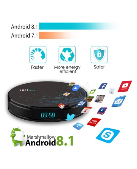 HK1 Plus 2GB 16GB Android 8.1 TV BOX Amlogic S905X2 Quad Core Dual Wifi Media Players - US Plug