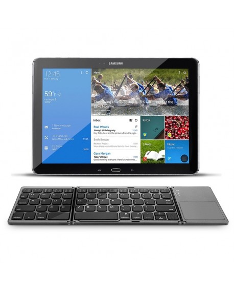 Foldable Wireless Keyboard Bluetooth Rechargeable BT Touchpad Keypad for IOS/Android/Windows ipad Tablet - Black