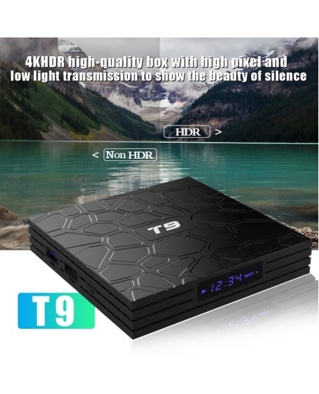 T9 Android 8.1 4K TV Box 4GB 32GB 1080P Smart Media Players - US Plug With G10 Voice Remote Control