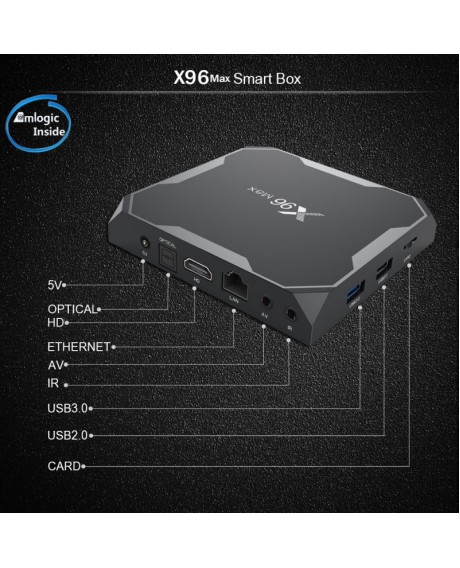 X96 Max TV BOX Android 8.1 Amlogic S905X2 Quad Core 2GB 16GB Smart Media Players - US Plug