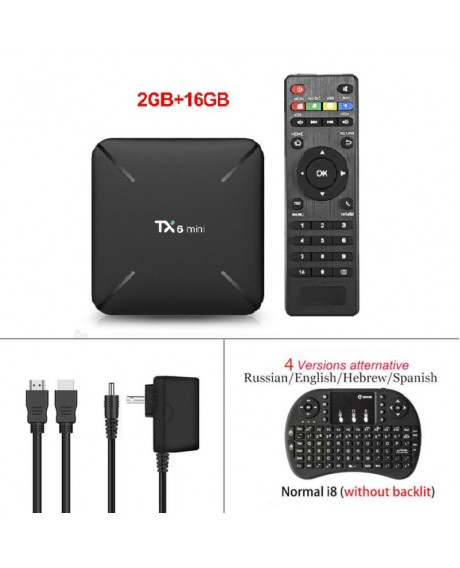 TX6 Mini Android 9.0 2GB + 16GB Wifi 4K Smart TV Box with i8 Wireless Keyboard - US Plug