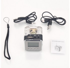 TT-028 Mini Multimedia Speaker LCD MP3 FM Radio for Micro SD MP3 USB Black