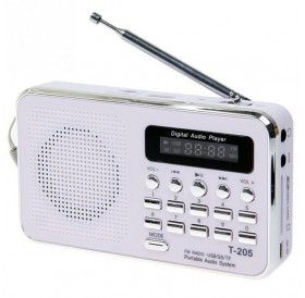 Portable LCD Digital FM Radio Speaker USB SD Card Music Player White
