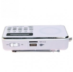 Portable LCD Digital FM Radio Speaker USB SD Card Music Player White