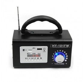Portable Stereo FM Radio Speaker Wooden Bass MP3 Music Player Black
