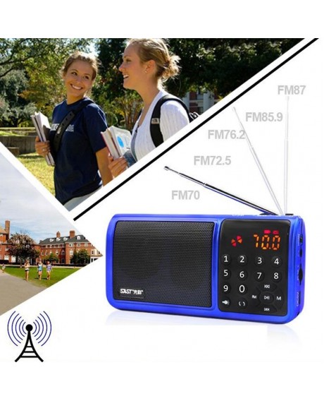 SAST N-519 FM Radio USB MP4 Player Speaker w/ Flashlight Function Blue