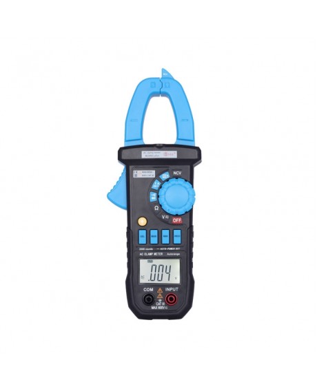 Digital LCD Clamp Meter Multimeter DC/AC Voltage AC Current Resistance Continuity Diode Measurement Tester NCV Function Black & Blue
