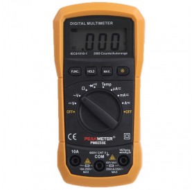 PEAKMETER MS8233E LCD Digital Auto Range Multimeter AC DC Ammeter Voltage Diode Continuity Tester Black & Orange