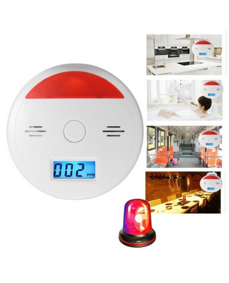 LED CO Carbon Monoxide Alarm Detector White & Red