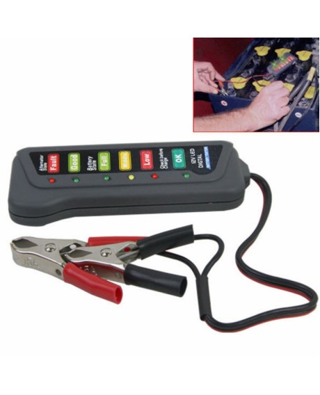 Battery Tester Digital Capacity Tester Checker For 12V Battery Power Supply Tester Measuring Instrument with 6 LED light Display