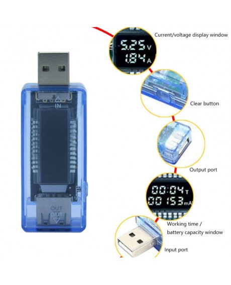 KEWEISI USB Charger Doctor Capacity Time Current Voltage Detector Battery Tester Meter Mobile Power 3V-9V Worldwide Universal