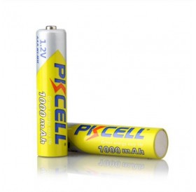 4pcs PKCELL AAA 1.2V 1000mAh Rechargeable Ni-MH Batteries with  Battery Box Yellow