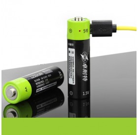 2pcs ZNTER 1.5V 1250mAh USB Rechargeable AA Li-Po Batteries