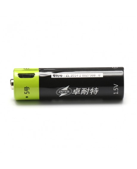 4pcs ZNTER 1.5V 1250mAh USB Rechargeable AA Li-Po Batteries