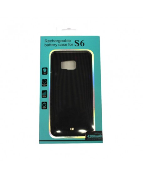 3.7V 4200mAh Rechargeable Battery Case Cover for Samsung Galaxy S6/S6 Edage Black
