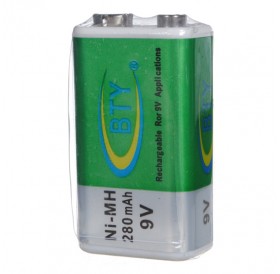 BTY 9V 280mAh Ni-MH Paperback Rechargeable Battery Green