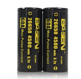 Basen BS26003 26650 4500mAh 3.7V 60A Unprotect Flat Top Rechargeable Li-ion Battery Black