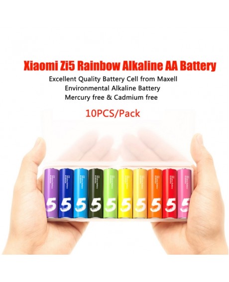 Xiaomi Zi5 10pcs 1.5V Universal AA Alkaline Batteries Rainbow