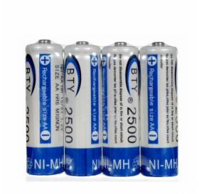 4pcs BTY 1.2V 2500mAh AA Ni-MH NiMH Rechargeable Batteries Blue
