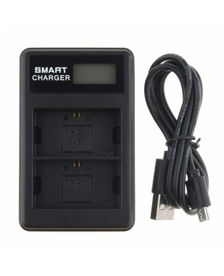 Smart LCD Display USB Dual Charger for Canon LP-E6 Automatically Recognizes the Battery and Performs Smart Charging