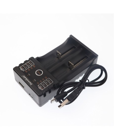 Practical 2 Sections 18650 Battery Charger with Cable Black