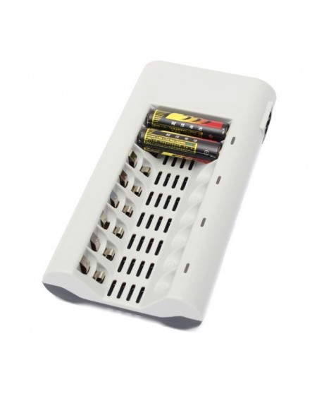 8 Slots Universal Battery Charger for AA/AAA NI-MH/NI-CD Battery White