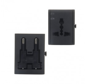 935U Universal US / UK / Euro / AU Converted Charger Adapter with Double USB Ports Black