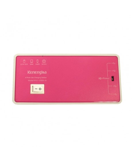 4-USB 4A 100-240V USB Charging Socket with Charging Cable EU Plug Pink