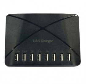 50W 100-240V 8-USB 10A Charging Socket with Charging Cable US Plug Black